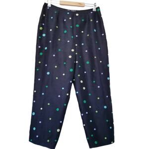 Vintage SLB Embroidered Polka Dot 100% Silk Pants, Size: 12, EUC